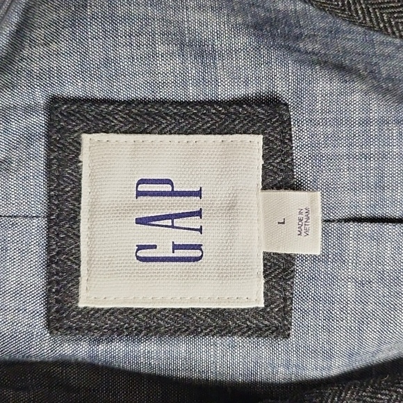 GAP Mens Cotton Blend Chambray Charcoal Gray Denim Blazer Sports Jacket Large - Picture 9 of 16